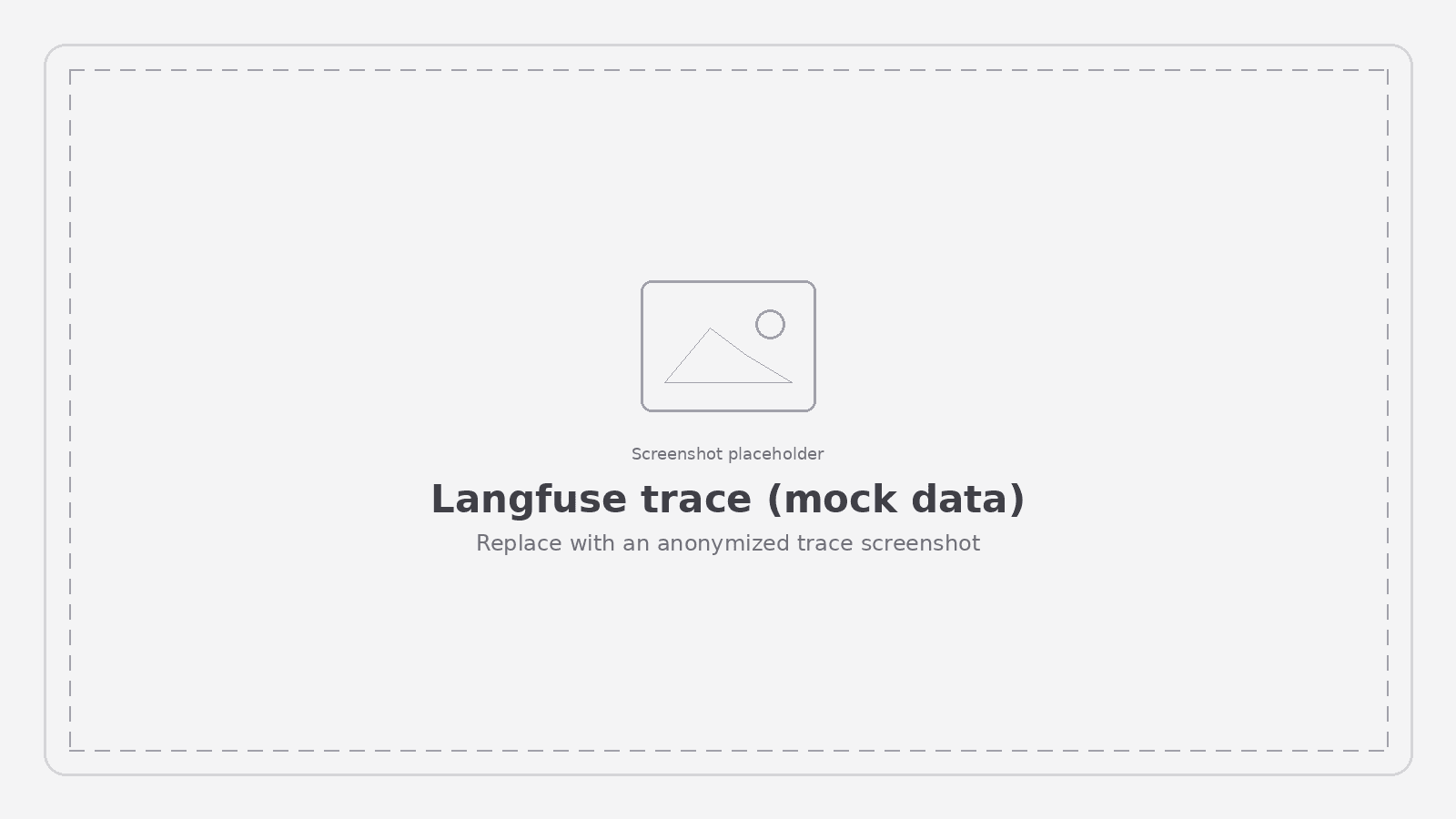 Placeholder for a Langfuse trace screenshot with mock or anonymized data